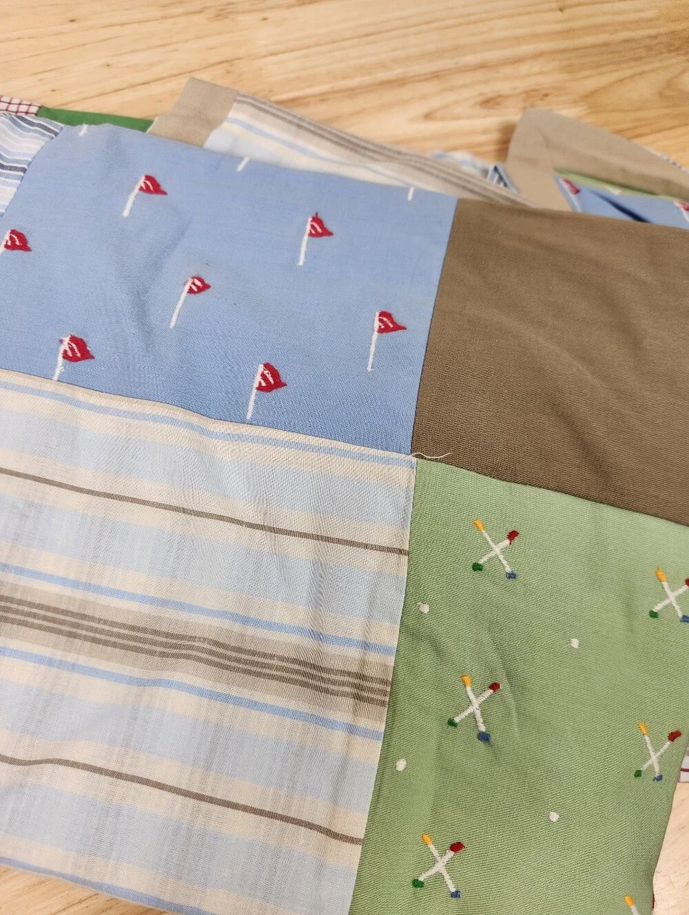 Pottery Barn Teen Golf Patchwork Duvet Cover Twin Colorful NOS*Flaw* Faded Spots
